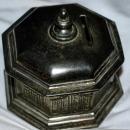 Antique Silverplate Octagon Building Coin Bank / Dome Roof French Window/ Japan