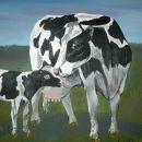 Cow & Calf Oil Painting on Canvas by Karan Collenberg