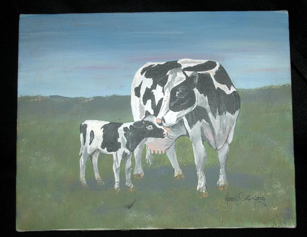Cow & Calf Oil Painting on Canvas by Karan Collenberg