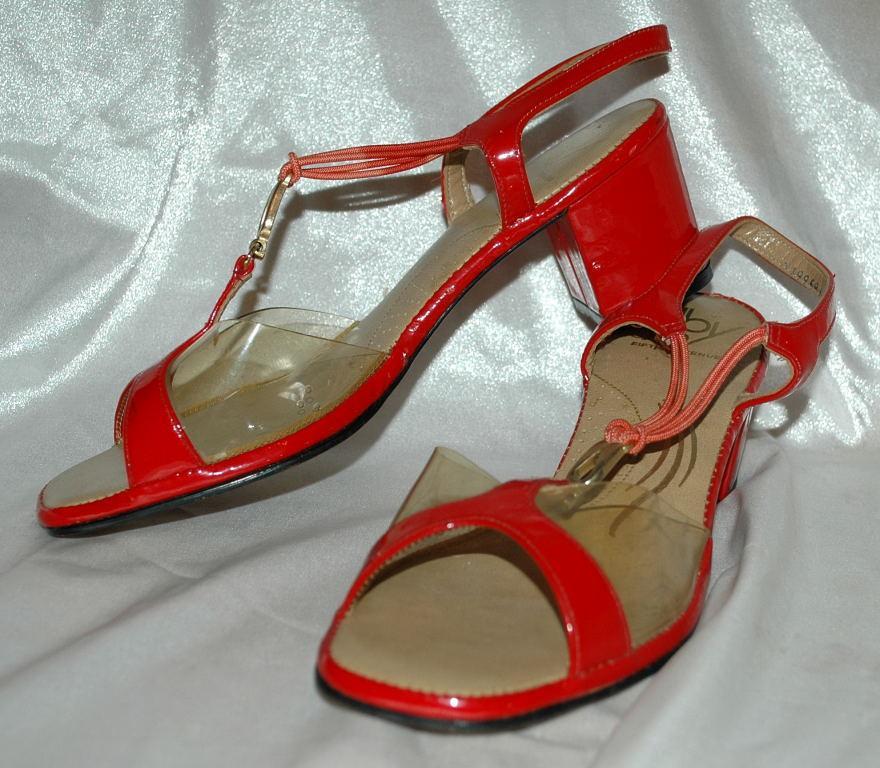 Red Leather & See Through Sling Back Mules Selby Fifth Avenue / Heal Sandals