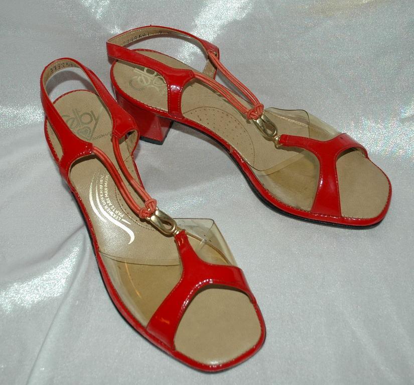 Red Leather & See Through Sling Back Mules Selby Fifth Avenue / Heal Sandals