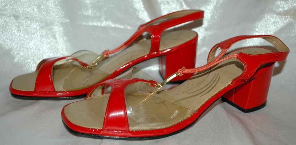 Red Leather & See Through Sling Back Mules Selby Fifth Avenue / Heal Sandals