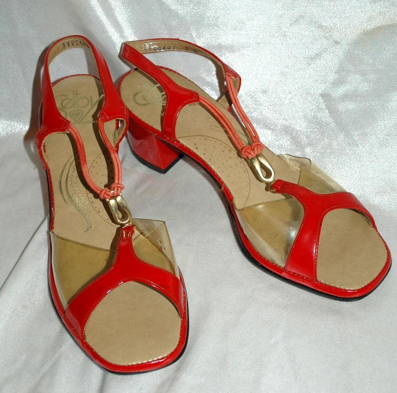 Red Leather & See Through Sling Back Mules Selby Fifth Avenue / Heal Sandals