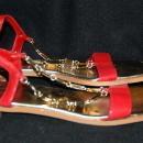 Red Leather Gold Chain Flat Sandal by Susan Lucci size 8.5.