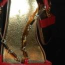 Red Leather Gold Chain Flat Sandal by Susan Lucci size 8.5.