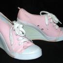 LIGHT PINK CANVAS FASHION WEDGE SNEAKERS BY CITY SNEAKS /size 7
