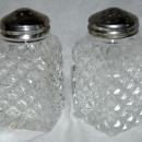 Crystal Salt Pepper Shakers Diamond Pattern, Marked England