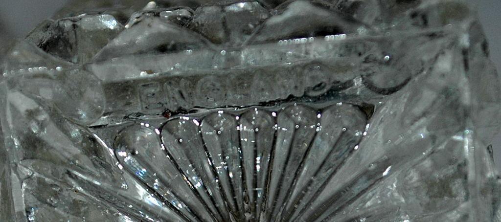 Crystal Salt Pepper Shakers Diamond Pattern, Marked England