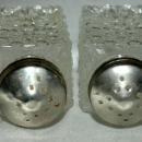 Crystal Salt Pepper Shakers Diamond Pattern, Marked England