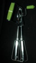 Vintage Hand Egg Beater Mixer with Green Plastic Handles