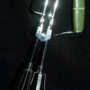 Vintage Hand Egg Beater Mixer with Green Plastic Handles