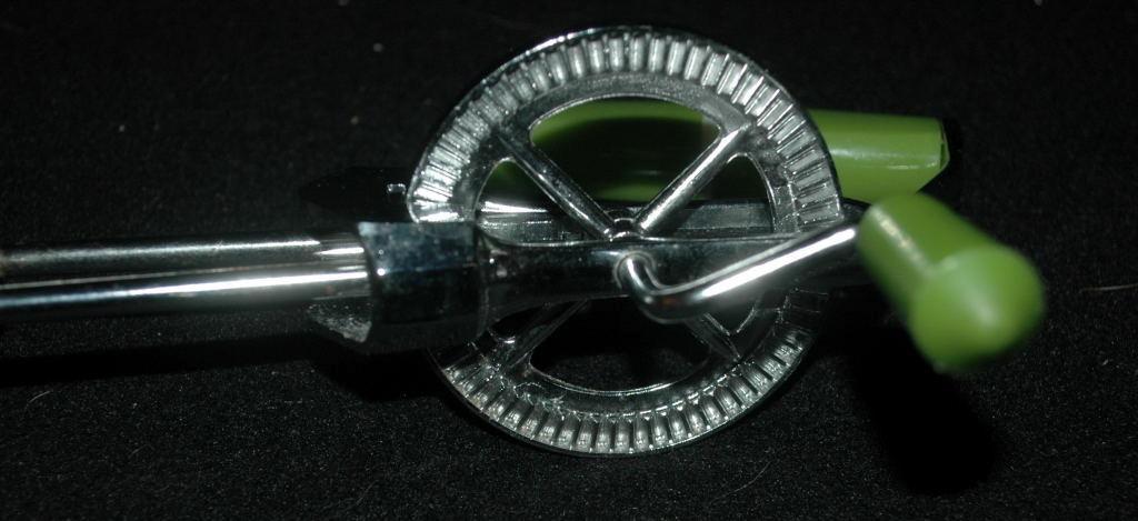 Vintage Hand Egg Beater Mixer with Green Plastic Handles