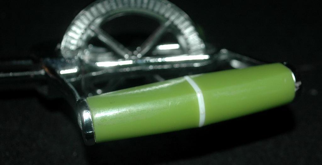 Vintage Hand Egg Beater Mixer with Green Plastic Handles