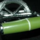 Vintage Hand Egg Beater Mixer with Green Plastic Handles