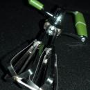 Vintage Hand Egg Beater Mixer with Green Plastic Handles