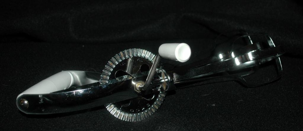 Vintage Hand Egg Beater Mixer with White Handles