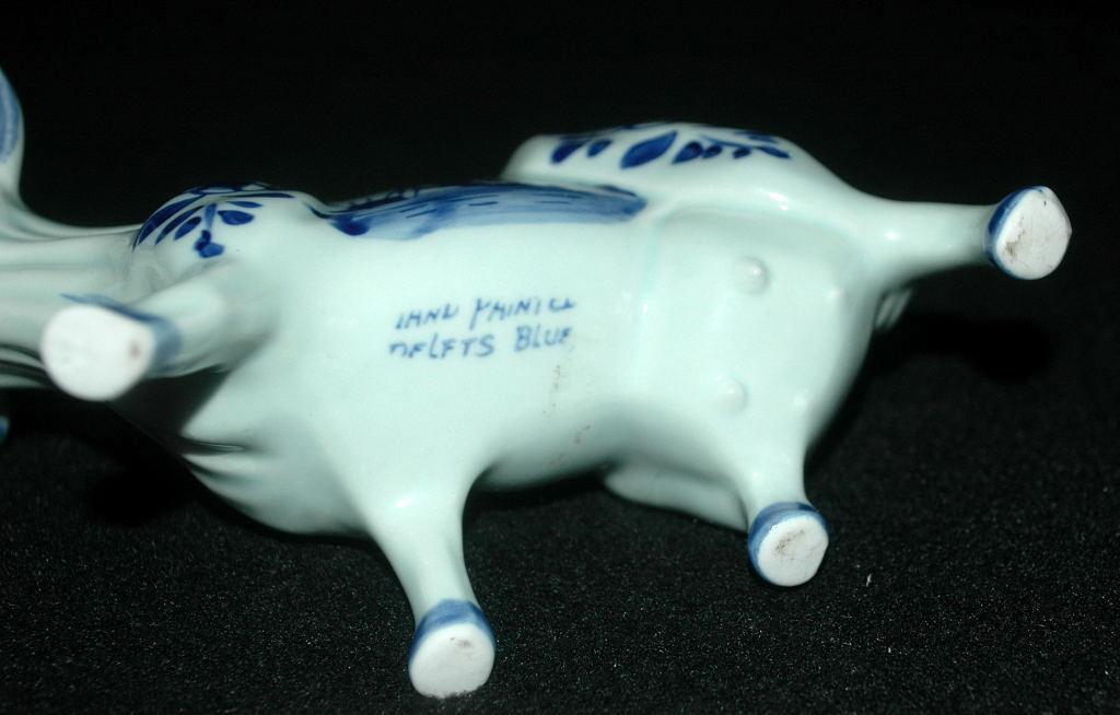 Hand Painted Delfts Blue Cow Creamer Porcelain