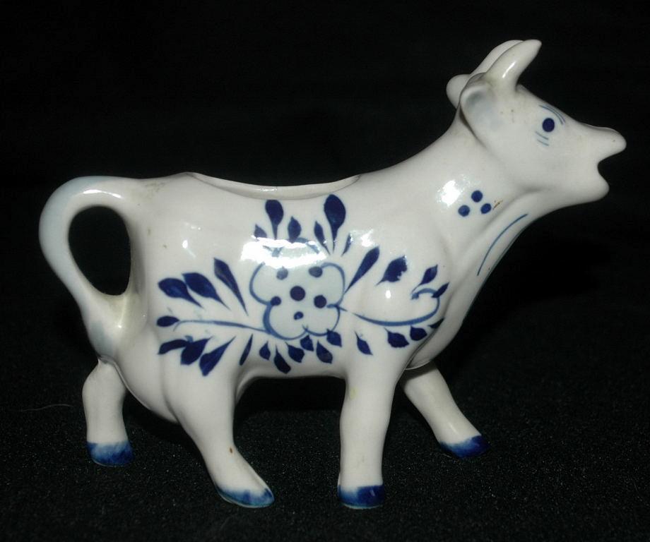 Hand Painted Delfts Blue Cow Creamer