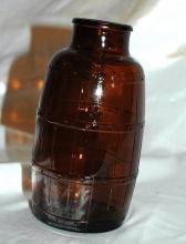 Schmidt - Brewing Company Vintage Amber Glass Barrel Shape Beer Bottle , Wide Mouth