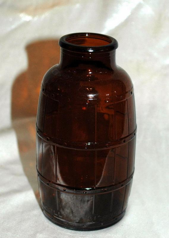 Schmidt - Brewing Company Vintage Amber Glass Barrel Shape Beer Bottle , Wide Mouth