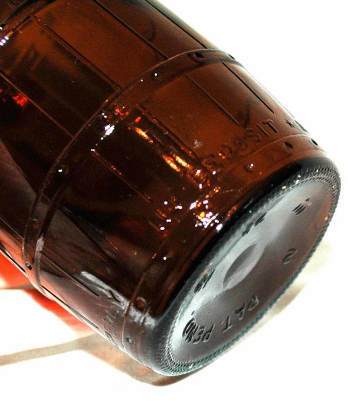 Schmidt - Brewing Company Vintage Amber Glass Barrel Shape Beer Bottle , Wide Mouth