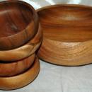 Hawaiian Kamani Wood Turned Salad Bowl 5 pc set