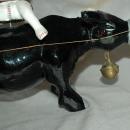Asian Folk Art Wooden Bull with Articulated Head and Flute Player Rider.