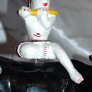Asian Folk Art Wooden Bull with Articulated Head and Flute Player Rider.