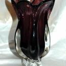 ROYAL GALLERY Crystal glass Mouth Blown Purple/clear CRYSTAL GLASS FLOWER VASE