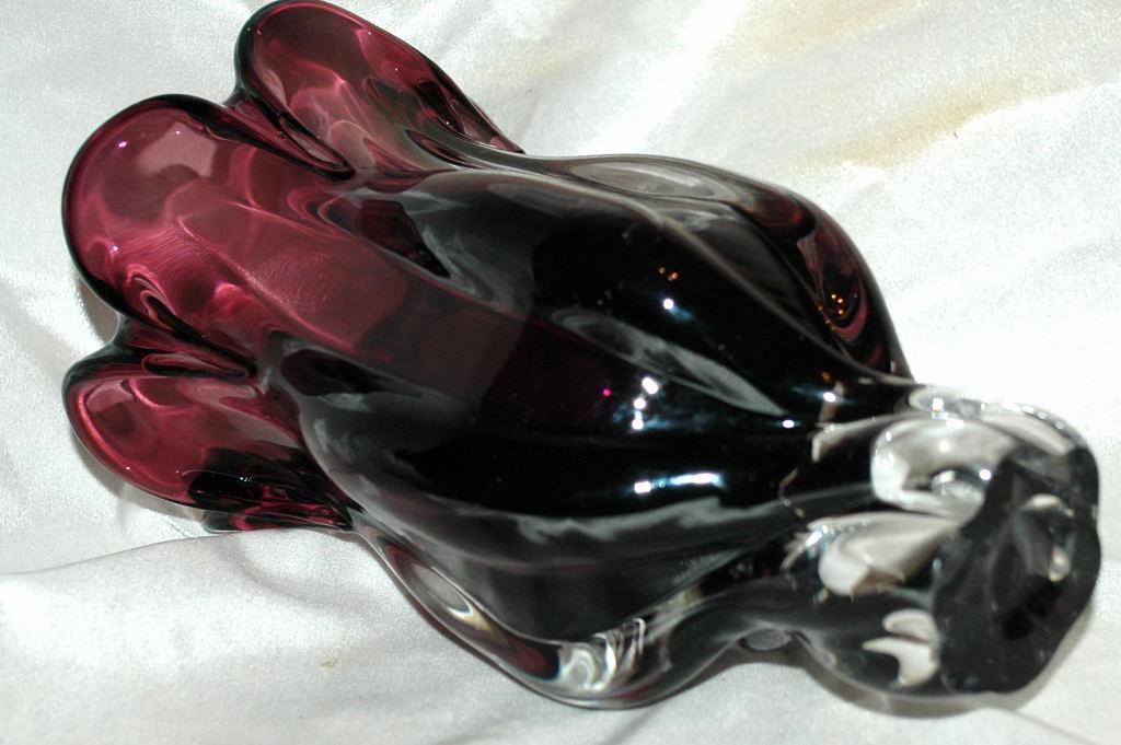 ROYAL GALLERY Crystal glass Mouth Blown Purple/clear CRYSTAL GLASS FLOWER VASE
