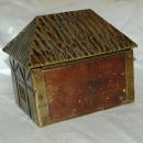 Brass Over Wood Cottage House Shaped Tea Box Caddy Old English