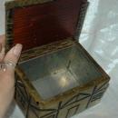 Brass Over Wood Cottage House Shaped Tea Box Caddy Old English