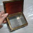 Brass Over Wood Cottage House Shaped Tea Box Caddy Old English