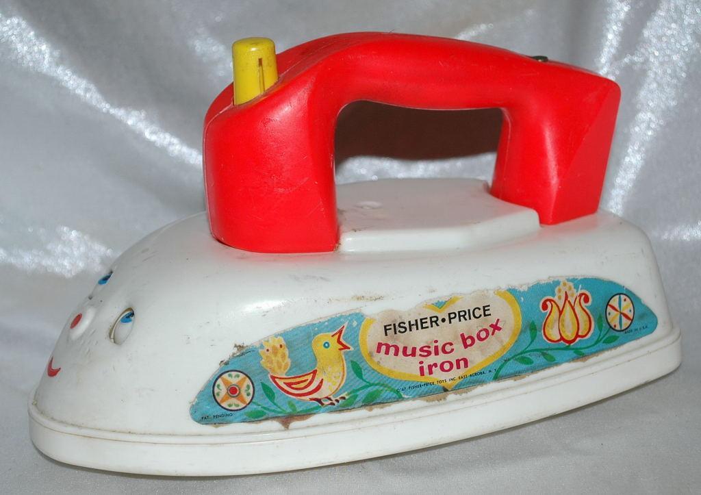 Vintage Fisher Price Musical Push Pull Toy Iron from the 1960's