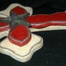 Rustic Wooden Cross, with Iron Star Hand painted and distressed.