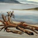Large Original Watercolor Painting Beach Scene