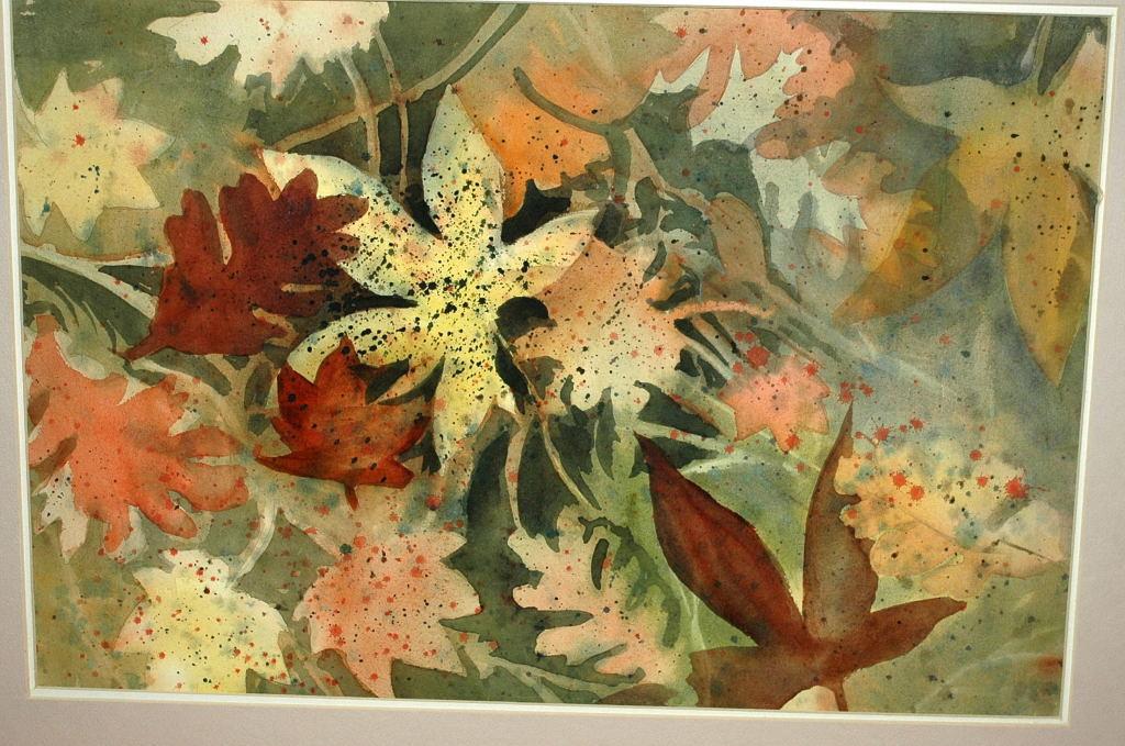 Large Original Watercolor Painting Abstract Leaves