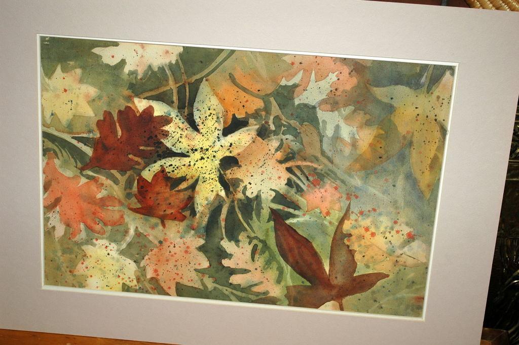 Large Original Watercolor Painting Abstract Leaves