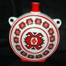 FP Zajecar Yugoslavia Ceramic Porcelain pottery Flask / Hand painted with Bold Ethnic Pattern