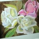 Pastel Painting of Roses, Original Art, Framed behind Glass