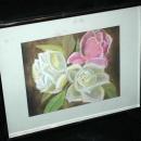 Pastel Painting of Roses, Original Art, Framed behind Glass