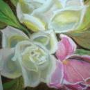 Pastel Painting of Roses, Original Art, Framed behind Glass