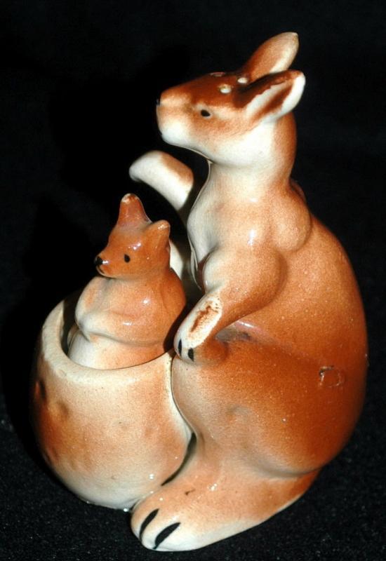 kangaroo salt pepper shaker with baby Joey