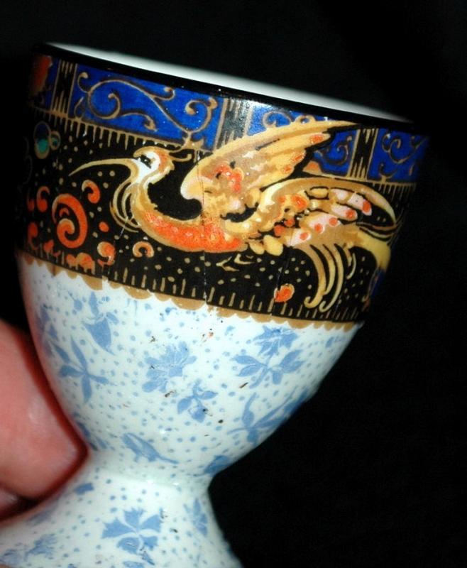 Egg Cup Grimwades Stroke on Trent English Porcelain Mystical Bird Design