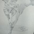 Bob Feller Autographed Pencil Drawing, Hall of Fame Pitcher for Cleveland Indians One of Kind Item