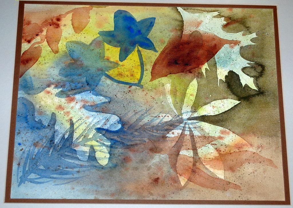 Original Watercolor Painting Abstract Leaves
