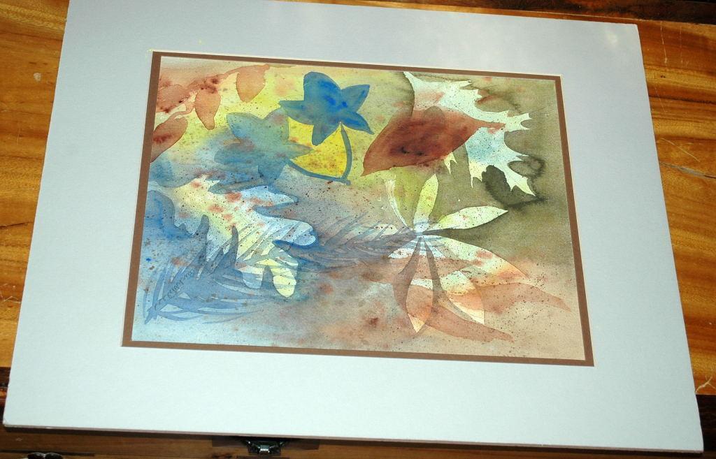 Original Watercolor Painting Abstract Leaves