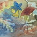 Original Watercolor Painting Abstract Leaves