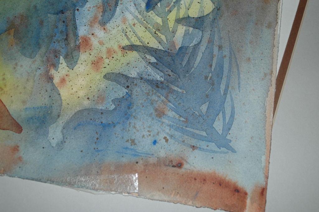 Original Watercolor Painting Abstract Leaves