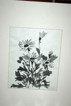 Original Watercolor Painting Black on White Abstract Leaves